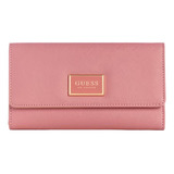 Cartera Guess Abree Slim Clutch Rosa Diseño De La Tela Liso