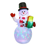 Muñeco De Nieve Inflable Navideño Multicolor De 1.5m Con Led