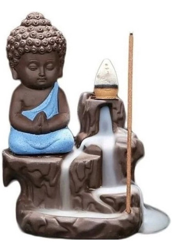 Incensário Cascata Buda Monge + 5 Incensos Cone