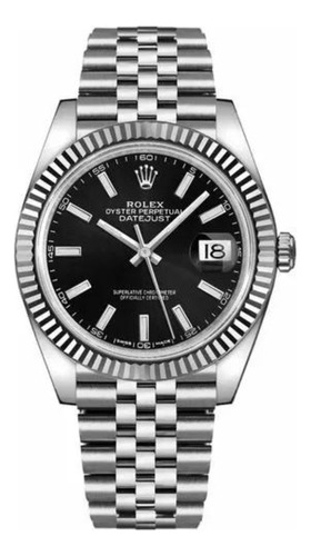 Relógio Rolex Datejust Prateado Com Preto Com Caixa Original