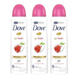 Kit Com 3 Desodorantes Dove Go Fresh Romã E Verbena 150ml