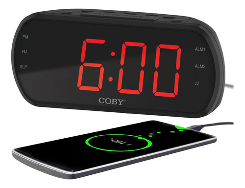 Reloj Despertador Doble Coby Con Radio Fm - Reloj De Cabecer