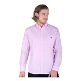 Camisa Casual Long Beach Polo Club Hombre Rosa Algodon/polie