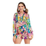 Romper Estampado Camisa Envolvente Cklass Mujer 90112