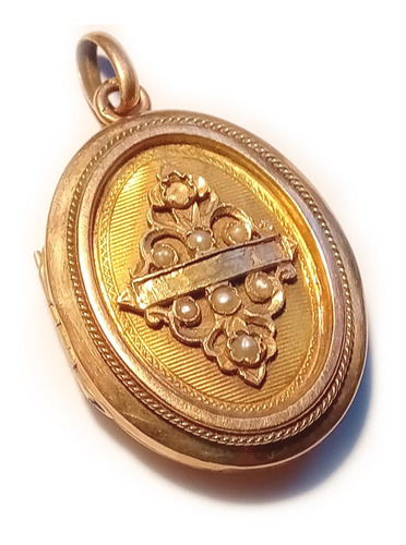 Relicario Dije Antiguo De Oro Y Perlas 1900 14 Gr