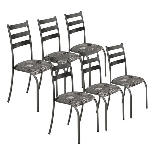 Jogo Kit 6 Cadeiras Aço Metal Jantar Estofada Cozinha