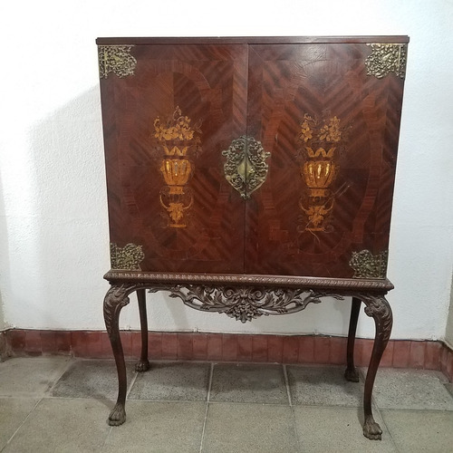 Mueble Antiguo Bargueño Chippendale Vajillero Marqueteria