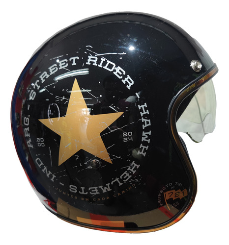 Casco Abierto Hawk 721 Street Rider Negro Dorado La Cuadra