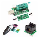 Programador Usb Ch 341 A + Pinza + Cable + Adapt Soic8 200m