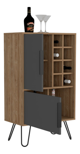 Mueble Bar Vegas 104x60x34 Rta Color Miel Plomo