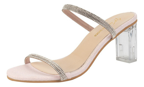 Sandalias Tacón Alto De Cristal Elegantes Fiesta Para Mujer