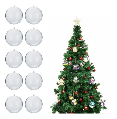 Kit 10 Bola Acrilica Esfera Decoração Natal Fotos Pendurar