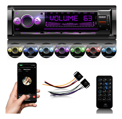 Radio De Som Automotivo Potente 65w Com Bluetooth E Usb