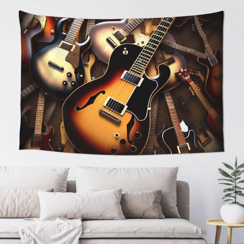 Adanti Music Guitar Print Tapestry Decorative Wall Soft Wid.