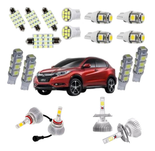 Kit Lampadas Led + Super Led Farol Milha Honda Hrv 