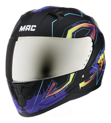 Casco Moto Integral Mac Bass M67 Grafiti Ltda Violeta Negro 