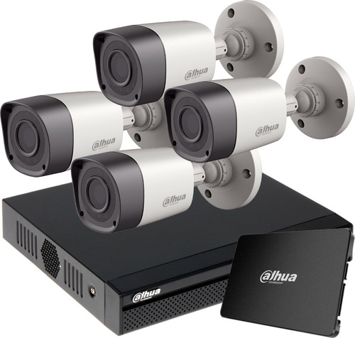 Kit Seguridad Dahua Full Hd Dvr 4 + Disco 1 Tb Instalado + 4 Camaras 2mp 1080p Exterior Infrarrojas + Ip M3k