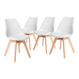 Silla De Comedor Plástico De Diseño Eames Madera - Tulip X 4