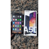 Celular Samsung A50 128gb Azul C/cargador Y Caja Usado