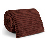 Cobertor Manta Casal Canelada Marrom Grossa Veludo Toque Macio Muito Quente Para O Inverno Casa Laura Enxovais