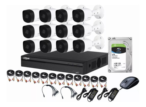 Cctv Kit Profesional Dahua Dvr16ch + 12cam 1080p Disco2tb