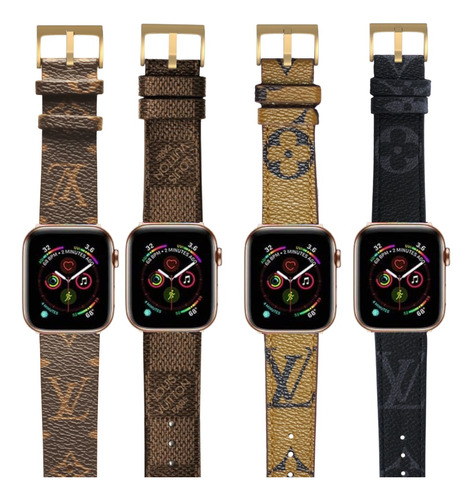 Correa De Piel Reloj Apple Watch Lujo Diseñador Gg Lv Regalo