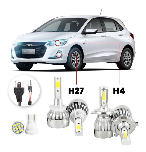 Kit Lampadas Led Chevrolet Onix X 2010 A 2020 H4 H27 20000lm