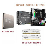 Kit Gamer Amd Ryzen 9 3900 + B450m Steel Legend + 16gb 3200