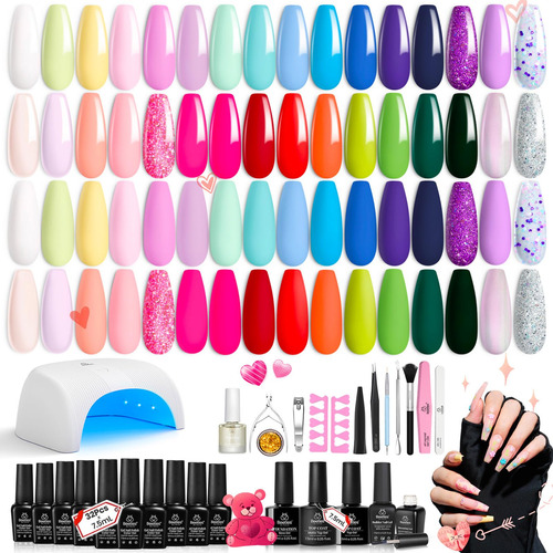 Beetles - Kit De Esmalte De Unas De Gel Con Luz Uv, 52 Pieza