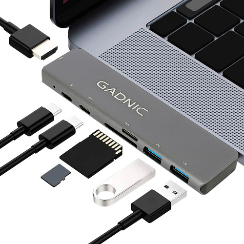 Adaptador Hub 7 En 2 Macbook Pro Apple 4k Hdmi Usb Sd Usb-c Variantes: Unico