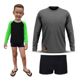 Camisa Infantil Proteção Solar + Sunga Menino Piscina Praia