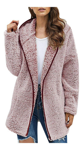 Chaqueta De Manga Larga Con Solapa De Color Liso Para Mujer