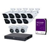 Kit Nvr 8mp 16ch Poe + 9 Camaras Ip Bullet, 3 Domo 8mp, 2tb