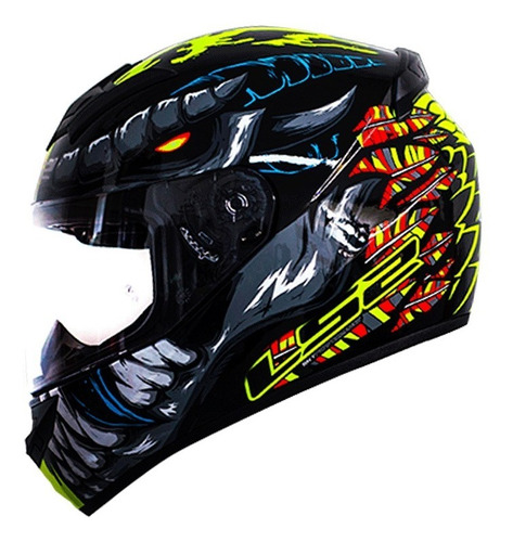 Casco Integral Ls2 Ff352 Rookie Fly Demon Ngo/ama Fluo