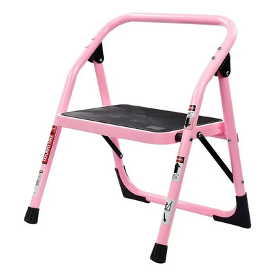 Escalera Tubular Plegable Acero Rosa Peldaños 706624 150kg | Envío gratis