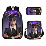 Conjunto De Mochila Escolar De Tres Piezas Wednesday Addams