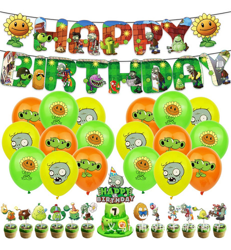 Cotillon Plants Vs Z Decoración Cumpleaños Plants Vs Zombies