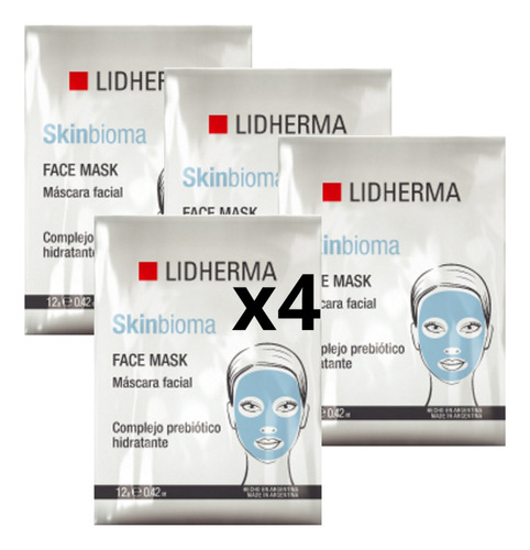 Lidherma Mascarilla Facial Hidratante Skinbioma- Pack X4