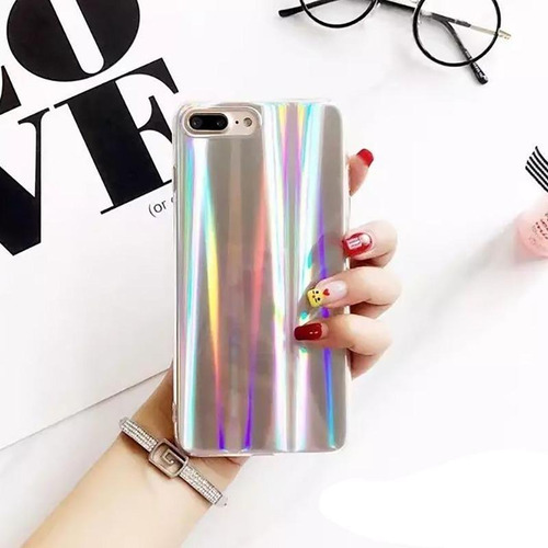 Funda Tornasol Para iPhone Holograma Dama Mujer Hombre Laser