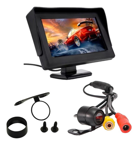 Tela Automotiva Retrátil Lcd Tft  Dvd 4,3 + Câmera Ré Promo