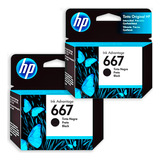 Kit 2 Cartucho Hp 667 Preto Original 2374 2376 2774 2776