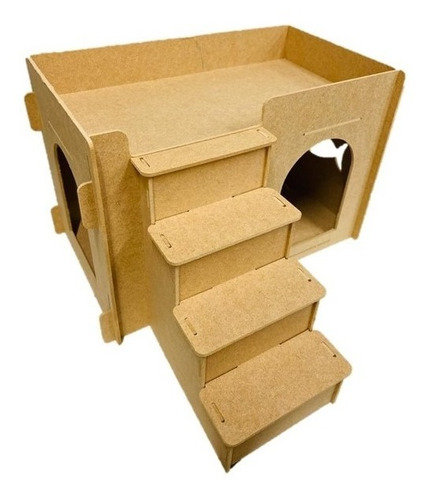 Arranhador Para Gato Casa Com Escada 2 Andares Novidade Mdf