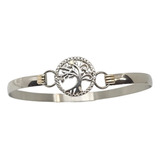 Pulsera Esclava Plata Oro Arbol De La Vida Circulo Labrado