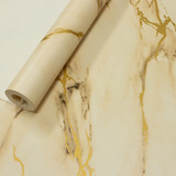 Papel De Parede Tipo Mármore Carrara Marrom C/ Dourado