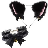 Diadema Orejas De Gato + Collar Plug Playboy Cosplay (2pz)