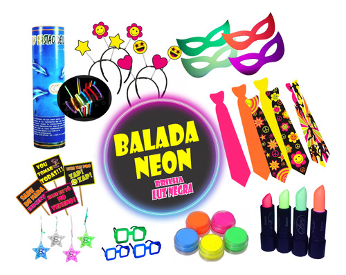 Kit Festa Neon Adereço Brilha Luz Negra 75 Itens 