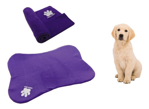 Cama En Forma De Hueso Para Mascotas + Cobija Grande Color Morado