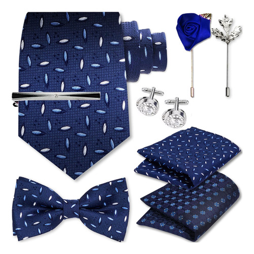 Set Corbata,pañuelo,corbatín,gemelos,clip Hombre Caja Regalo