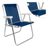 Reposera Silla Alta Aluminio P/ Playa Camping Plegable Azul