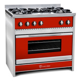 Cocina Industrial Cook & Food Chiara Cf90 A Gas/eléctrica 5 Hornallas  Roja 220v Puerta Con Visor